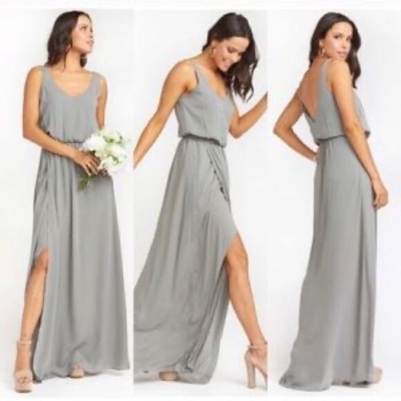 NWT Show Me Your Mumu Kendall Maxi Dress in Soft charcoal crisp - Picture 4 of 6